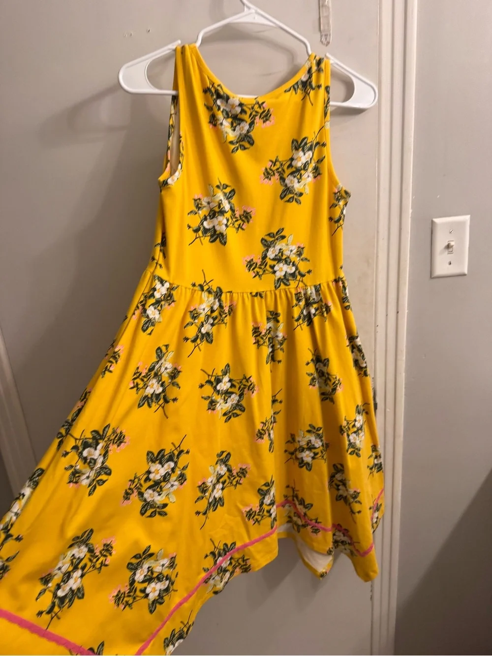 Bright Yellow Floral Girls' Sleeveless Dress